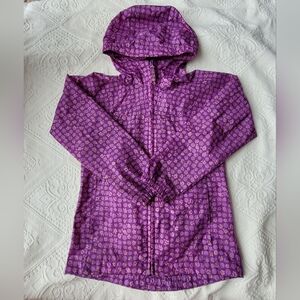 LAND'S END SPRING RAIN JACKET COAT HOOD ELASTIC CUFFS PACKABLE GIRLS KIDS 6X/7